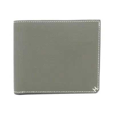 Pre-owned Hermes Gray Evercalf Leather Wallet (bi-fold) ()