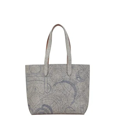 Pre-owned Hermes Gray Felt Leather Shoulder Bag Tote Bag ()