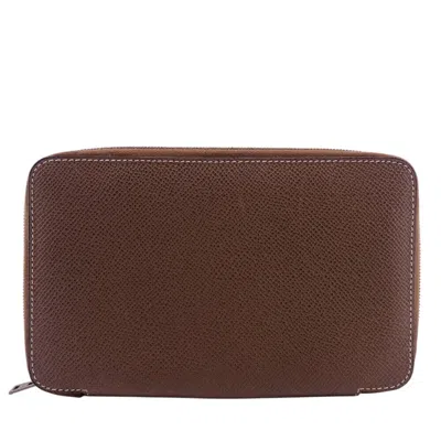 Pre-owned Hermes Gray Grayish Leather Long Wallet (bi-fold) ()