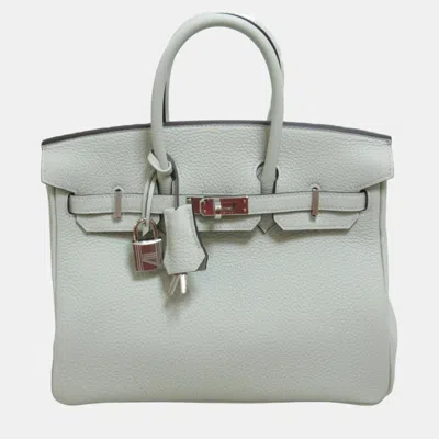 Pre-owned Hermes Grey Grineve Togo Leather Birkin Handbag In Grey