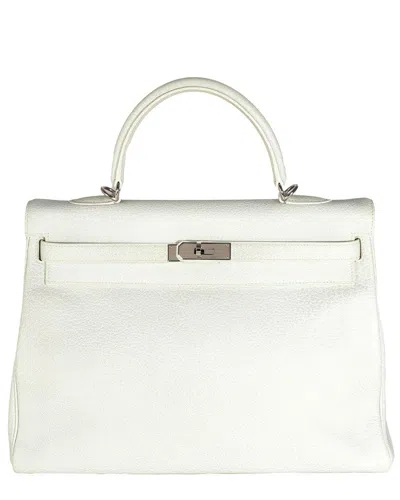 Pre-owned Hermes Hermès Gray Leather Buffalo Skipper Dalmatian Retourne Kelly 35 Phw (authentic  Pre-loved)