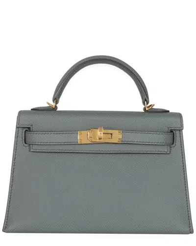 Pre-owned Hermes Hermès Gray Leather Epsom Mini Kelly 20 Ii Ghw (authentic Pre-loved)