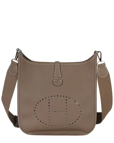 Pre-owned Hermes Hermès Gray Leather Etoupe Epsom Evelyne Iii Pm 29 Phw (authentic Pre-loved) In Brown