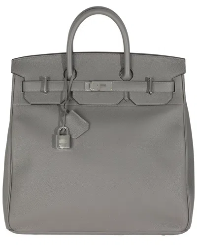 Pre-owned Hermes Hermès Gray Leather Meyer Birkin Hac 40 Phw (authentic Pre-loved)