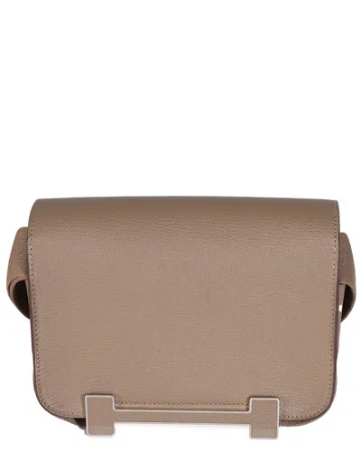 Pre-owned Hermes Hermès Gray Leather Mysore Geta Phw (authentic Pre-loved)