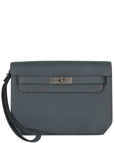 Hermes Hermès Gray Leather Orage Togo Kelly Depeches 25 Phw