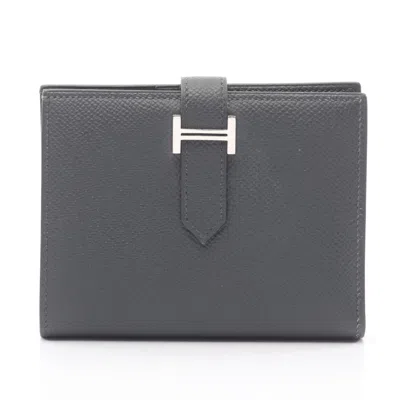 Pre-owned Hermes Gray Leather Wallet (bi-fold) ()