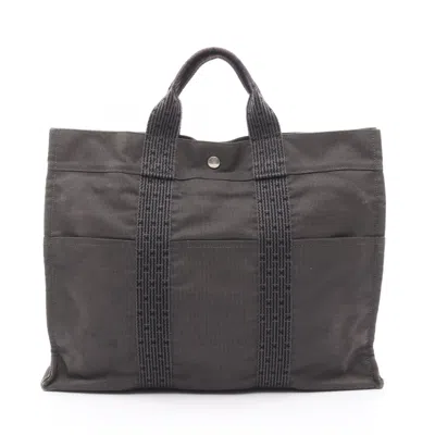 Pre-owned Hermes Gray Nylon Canvas Handbag Tote Bag ()