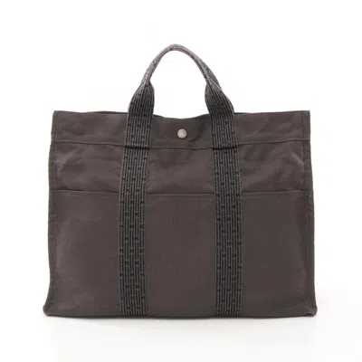 Pre-owned Hermes Gray Nylon Canvas Tote Bag ()