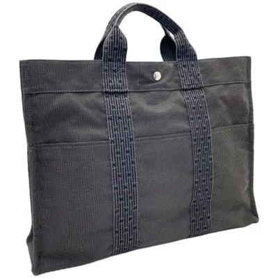 Pre-owned Hermes Gray Nylon Canvas Tote Bag ()