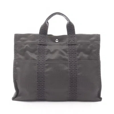 Pre-owned Hermes Gray Nylon Canvas Tote Bag ()