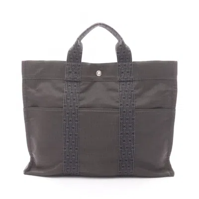 Pre-owned Hermes Gray Nylon Canvas Tote Bag ()