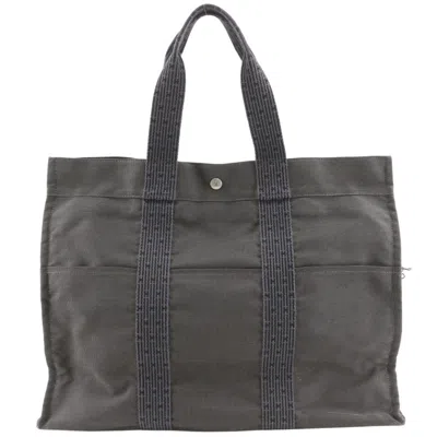 Pre-owned Hermes Gray Nylon Canvas Tote Bag ()
