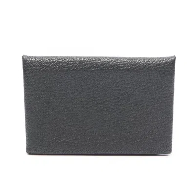 Pre-owned Hermes Gray Pink Chevre Leather Coin Purse/coin Case () In Gray, Pink