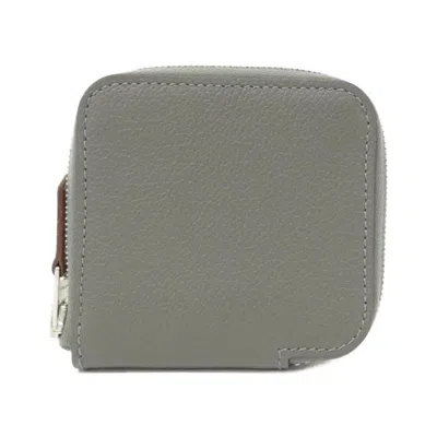 Pre-owned Hermes Gray Silk Coin Purse/coin Case ()