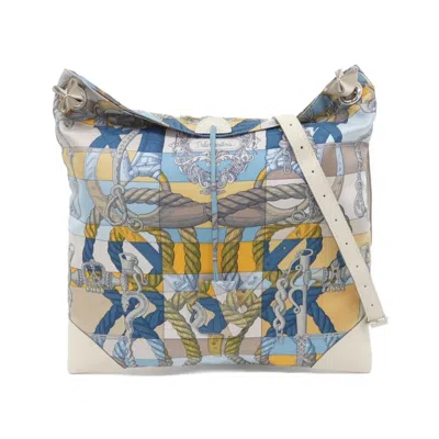 Pre-owned Hermes Gray Swift Leather Silk Pouch Shoulder Bag ()