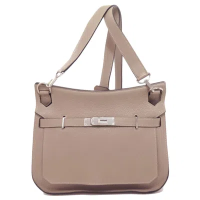 Pre-owned Hermes Gray Taurillon Clemence Leather Shoulder Bag ()