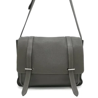 Pre-owned Hermes Gray Taurillon Clemence Leather Shoulder Bag ()