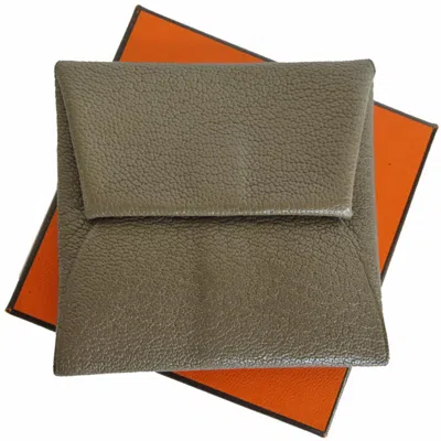 Pre-owned Hermes Grayish Leather Coin Purse/coin Case ()