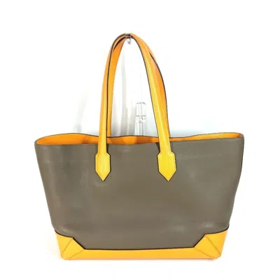 Pre-owned Hermes Grayish Yellow Epsom Leather Evercalf Leather Shoulder Bag Tote Bag ()