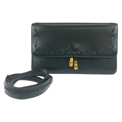 Pre-owned Hermes Green Box Calf Leather Clutch Bag Shoulder Bag ()