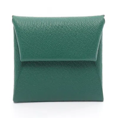 Pre-owned Hermes Green Chevre Leather Coin Purse/coin Case ()