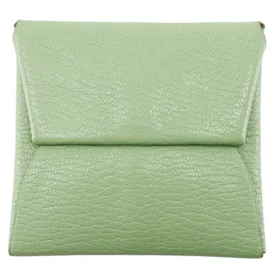 Pre-owned Hermes Green Chevre Leather Coin Purse/coin Case ()