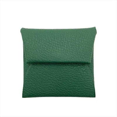 Pre-owned Hermes Green Chevre Leather Coin Purse/coin Case ()