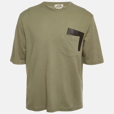 Pre-owned Hermes Green Cotton Blend Short Sleeve T-shirt S