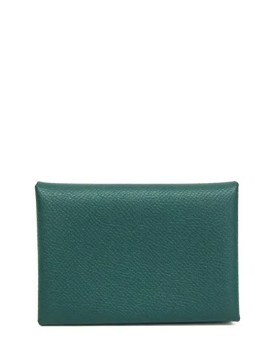 Hermes Hermès Green Epsom Leather Card Case (authentic Pre-loved)