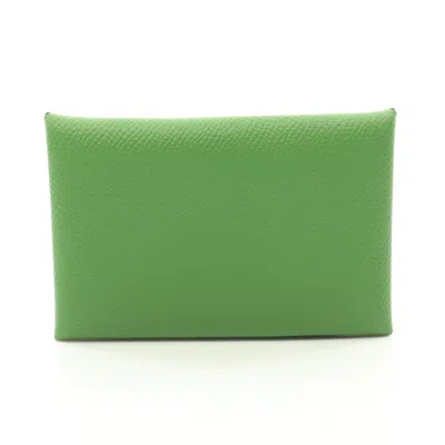 Pre-owned Hermes Green Epsom Leather Coin Purse/coin Case ()