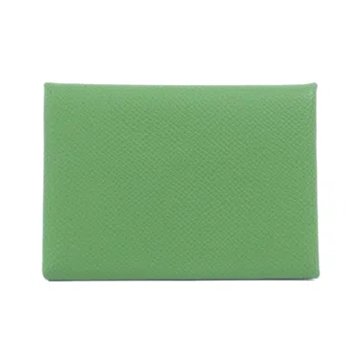 Pre-owned Hermes Green Epsom Leather Coin Purse/coin Case ()