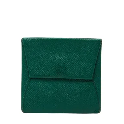 Pre-owned Hermes Green Epsom Leather Coin Purse/coin Case ()