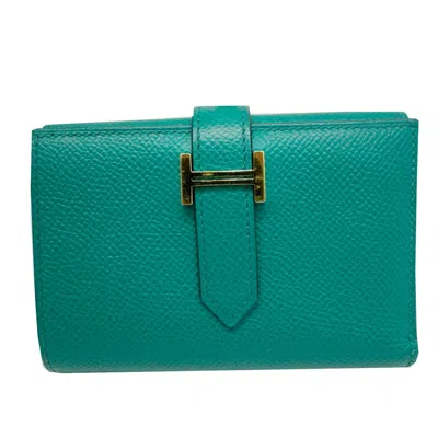 Pre-owned Hermes Green Epsom Leather Wallet (tri-fold) ()