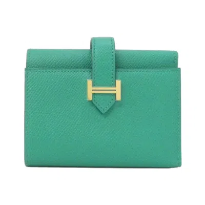 Pre-owned Hermes Green Epsom Leather Wallet (tri-fold) ()