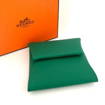 Pre-owned Hermes Green Ivory Epsom Leather Coin Purse/coin Case ()