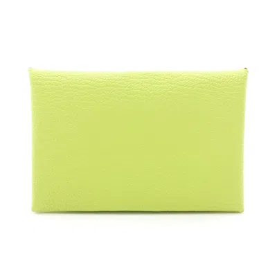 Pre-owned Hermes Green Kiwi Chevre Leather Coin Purse/coin Case ()