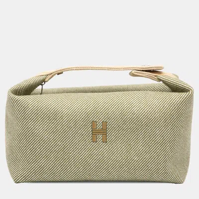 Pre-owned Hermes Green Large Wool Bride A Brac H Natte Case