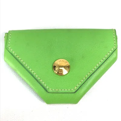 Pre-owned Hermes Green Leather Coin Purse/coin Case ()