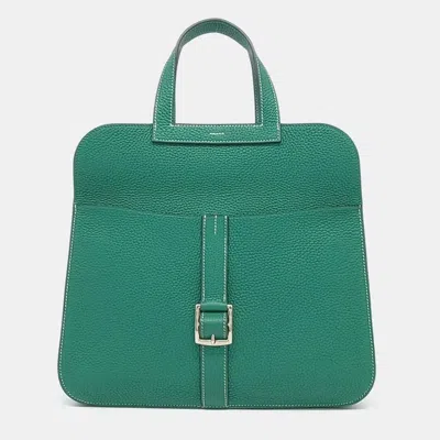 Pre-owned Hermes Green Leather Halzan Bag 31