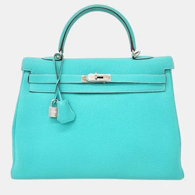 Pre-owned Hermes Green Leather Kelly Bag