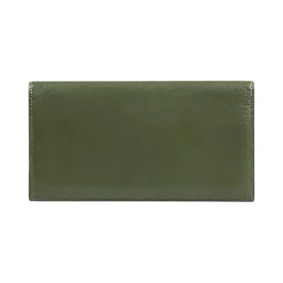 Pre-owned Hermes Green Leather Long Bill Wallet (bi-fold) ()