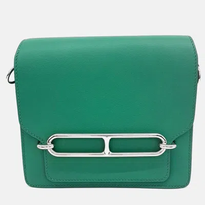 Pre-owned Hermes Green Leather Rulis 18