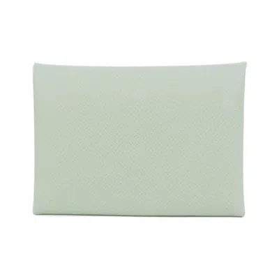 Pre-owned Hermes Green Light Green Vert Epsom Leather Coin Purse/coin Case () In Green, Light Green, Vert