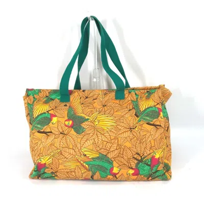 Pre-owned Hermes Green Orange Canvas Shoulder Bag Tote Bag () In Green, Orange