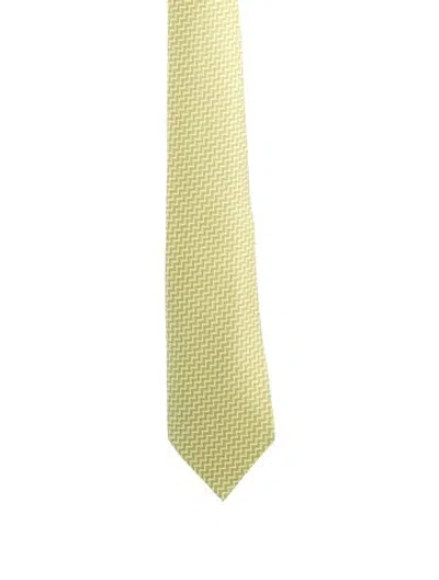 Pre-owned Hermes Green Patterned Print Silk Tie