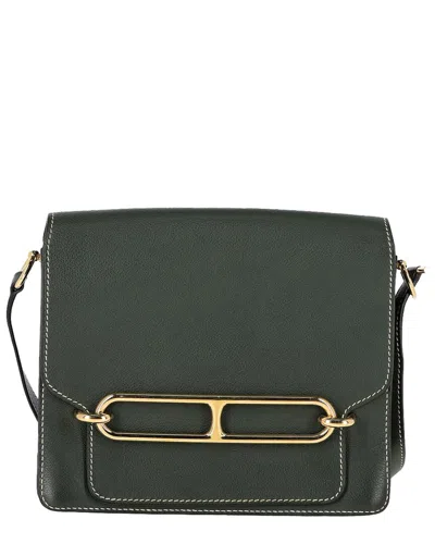Pre-owned Hermes Hermès Green Sheep Leather Evercolor Roulis 23 Handbag (authentic Pre-loved)