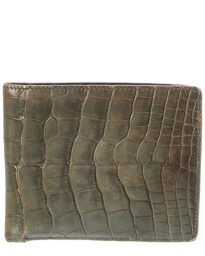 Pre-owned Hermes Hermès Green Shiny Alligator Mc2 Copernic Compact Wallet (authentic Pre-loved)