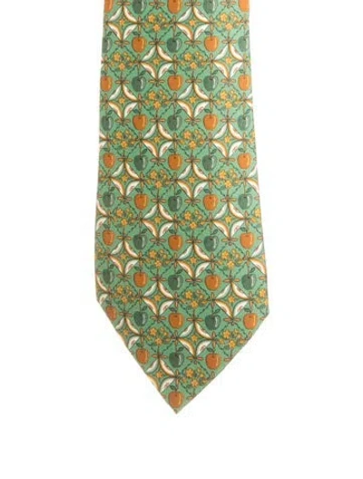Pre-owned Hermes Green Silk  Tie