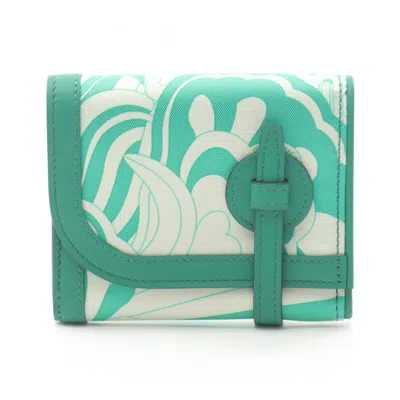 Pre-owned Hermes Green Silk Swift Leather Wallet (bi-fold) ()
